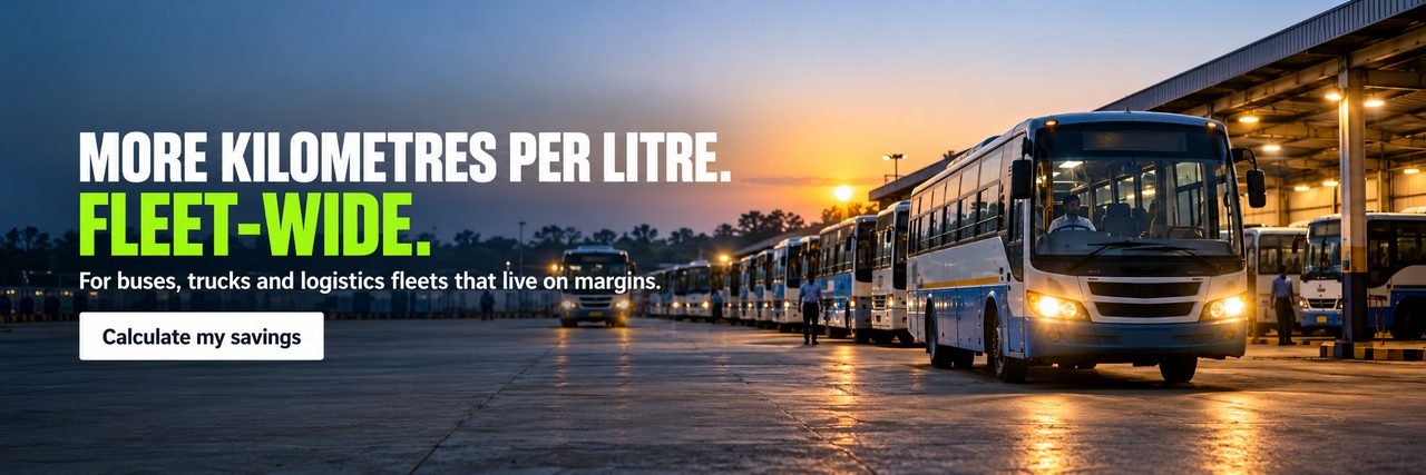More kilometres per litre, fleet-wide. For buses, trucks and logistics fleets.
